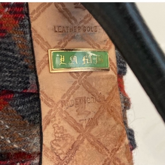 L.A.M.B. Blazon Plaid Lace Up Suede Bootie Heels 7.5 - Picture 7 of 9